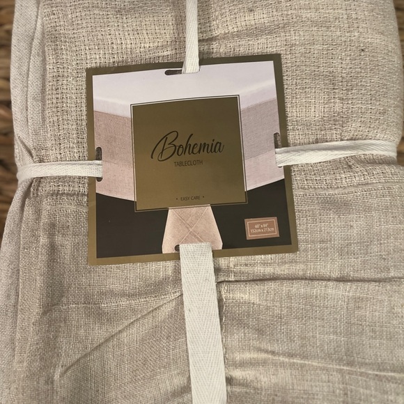 Bohemia Textured Tablecloth 60”x84” – Neutral Beige, Cotton Blend - Picture 9 of 10